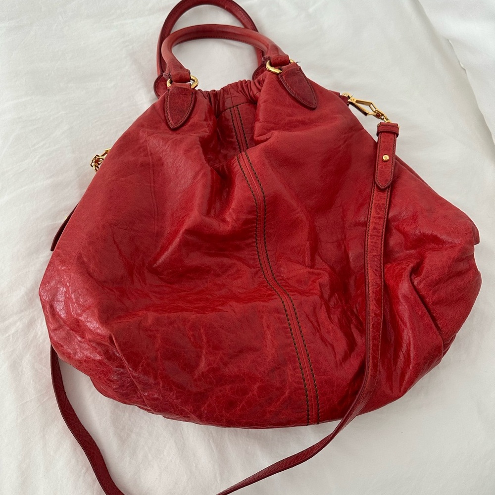 Miu Miu Red Leather Tote